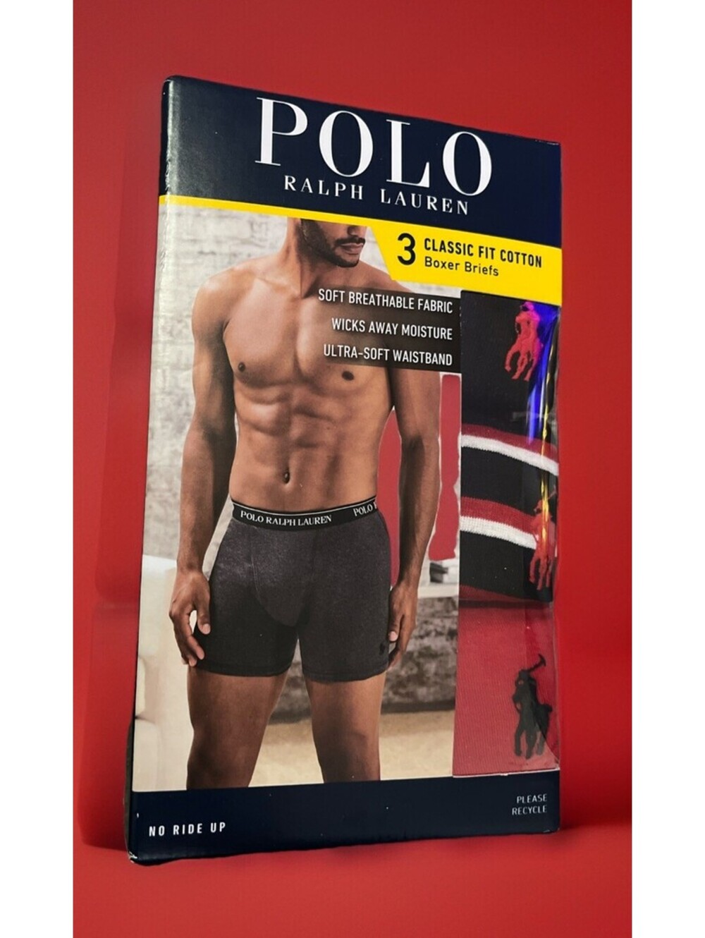 Polo Ralph Lauren Classic Fit Cotton Boxer Briefs Black/Striped/Red Size Medium